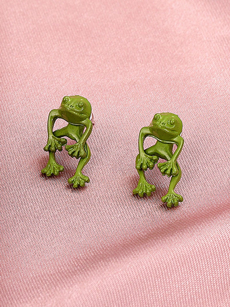 Frodete Green Frog Earrings for Women Vintage Frogs Shaped Stud Earrings Funny Cute 3D Earrings Animal Earrings Jewelry Gifts - Image 5